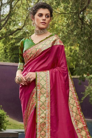 Raspberry Pink South Silk Saree