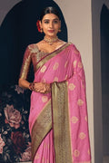 Rouge Pink South Silk Saree south indian silk sarees for wedding