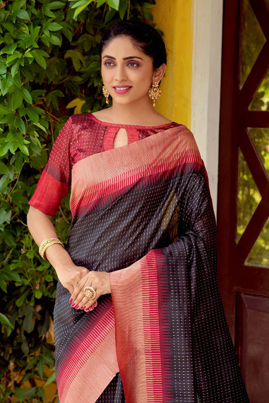 Sable Black South Silk Saree black south silk saree