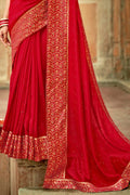 Scarlet Red South Silk Saree designer saree