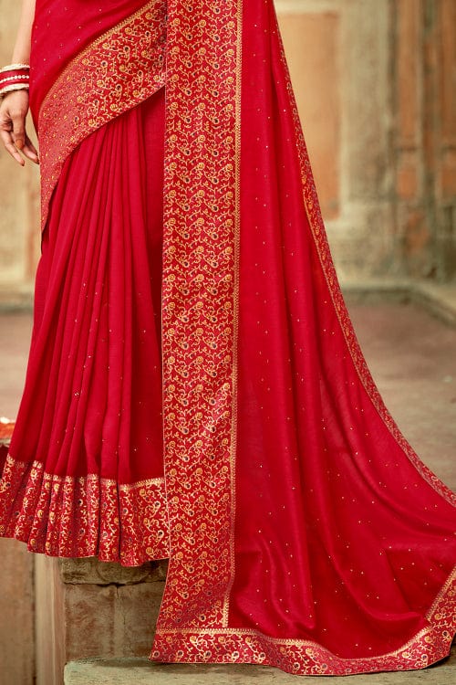 Scarlet Red South Silk Saree designer saree