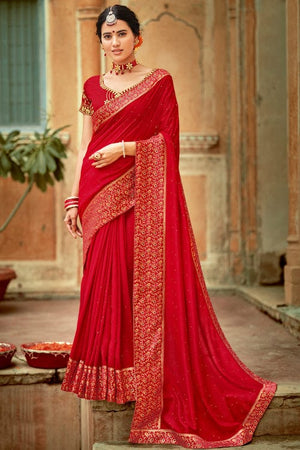 Scarlet Red South Silk Saree