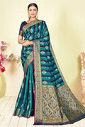 Sea Blue Kairi Pattern South Silk south indian silk saree