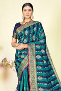Sea Blue Kairi Pattern South Silk blue south silk saree
