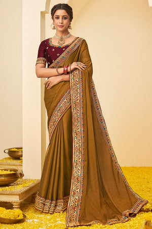 Sepia Brown South Silk Saree