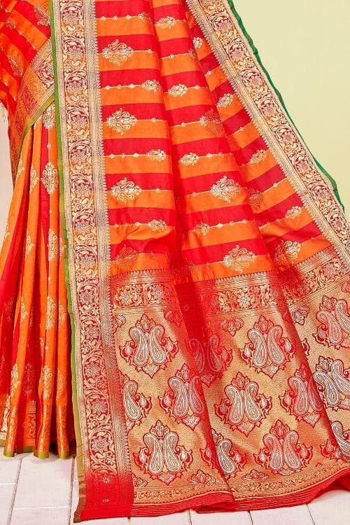 Sorbus Orange Kairi Pattern South Silk Saree south silk saree