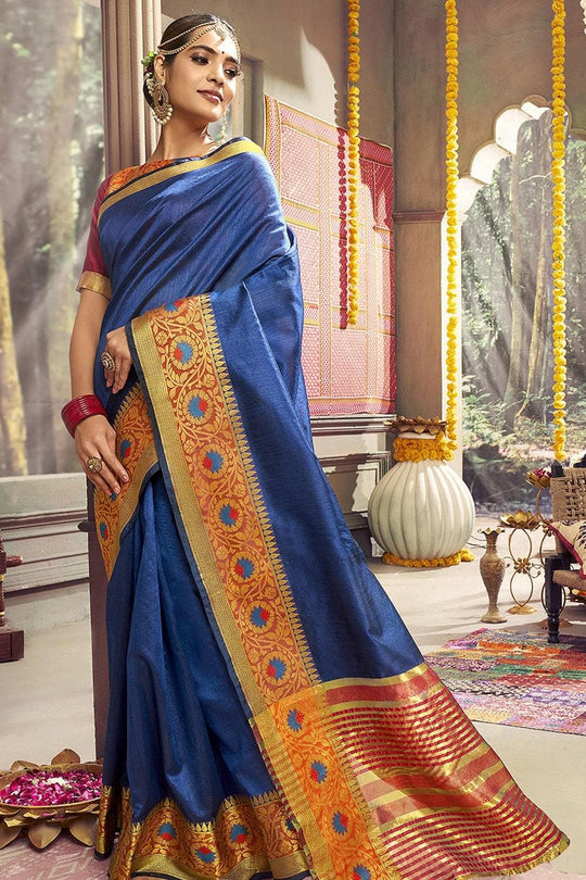 Space Blue South Silk Saree Space Blue South Silk Saree