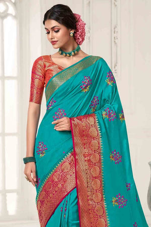 Teal Blue South Silk Saree
