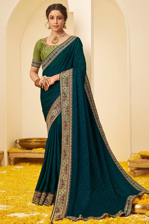 Teal Blue South Silk Saree
