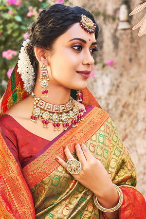 Heena Green Kanjivaram Saree