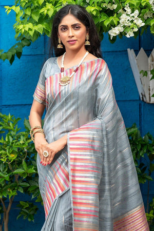 River Grey Tussar Saree