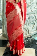 Candy Red Tussar Saree Tussar Saree Candy Red Tussar Saree saree online