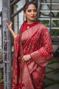 Candy Red Tussar Saree fancy saree