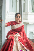 Crimson Red Tussar Saree Tussar Saree Crimson Red Tussar Saree saree online