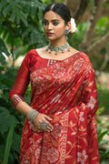 Crimson Red Tussar Saree designer saree
