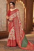 Crimson Red Tussar Saree red silk saree