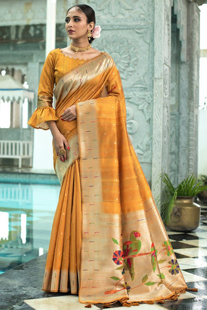 Marigold Yellow Tussar Saree