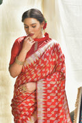 Rose Red Tussar Saree red silk saree