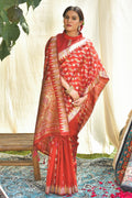 Rose Red Tussar Saree silk sarees