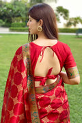 Vibrant Red Tussar Saree Tussar Saree Vibrant Red Tussar Saree saree online
