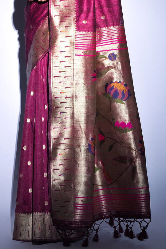 Wine Purple Tussar Saree Tussar Silk Saree Wine Purple Tussar Silk Saree saree online