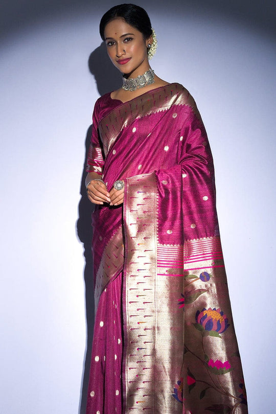 Wine Purple Tussar Saree Tussar Silk Saree Wine Purple Tussar Silk Saree saree online