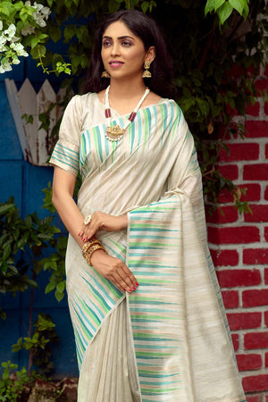 Mist Cream Tussar Saree