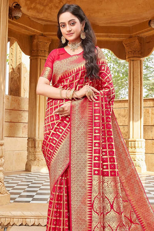 Cardinal Red Uppada Saree
