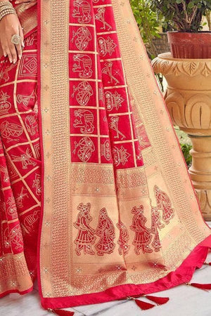 red uppada saree