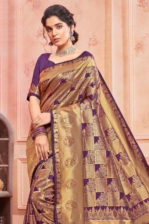 Palatinate Purple Peacock Pattern Uppada Saree purple uppada saree