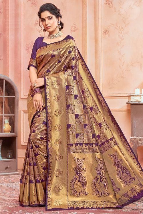 Palatinate Purple Peacock Pattern Uppada Saree uppada saree online