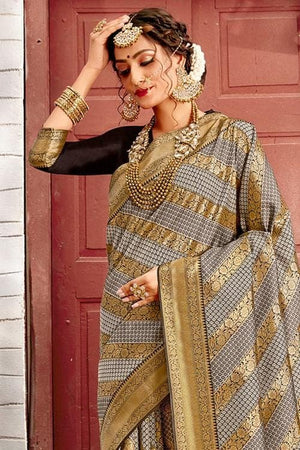 Pewter Grey Uppada Saree