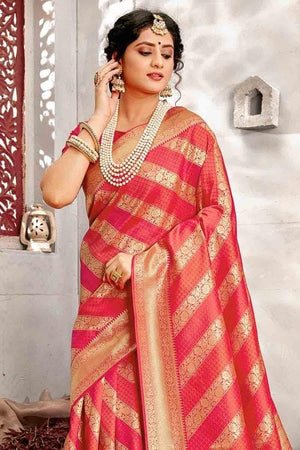 Strawberry Pink Uppada Saree
