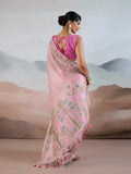 Pink Handloom Zari Tissue - Brasso Weaving Saree With Blouse Piece