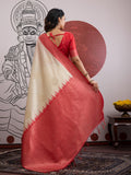 Pink Handloom Weaving Paper Silk Saree With Blouse Piece