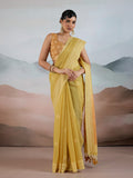 Yellow Pure Viscose Cotton Handloom Weaving Saree With Blouse Piece