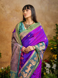 Wine Pure Silk Handloom Weaving Saree With Blouse Piece