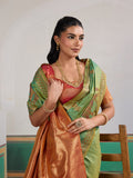 Sea-Green Pure Silk Handloom Weaving Saree With Blouse Piece