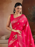 Rani Handloom Weaving Silk Saree With Blouse Piece