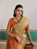 Grey Tussar Silk Handloom Weaving Saree With Blouse Piece