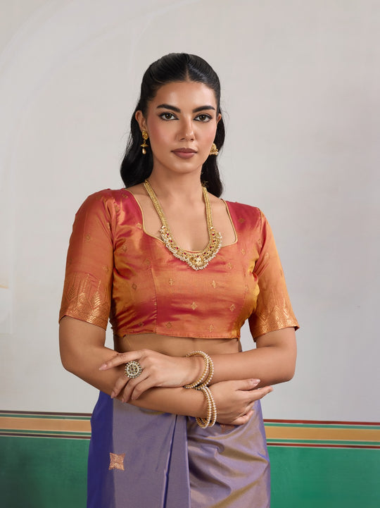 Purple Pure Silk Handloom Weaving Saree With Blouse Piece