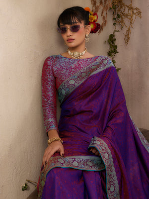 Wine Pure Kanjivaram Weaving Silk Saree With Blouse Piece