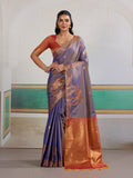 Purple Pure Silk Handloom Weaving Saree With Blouse Piece