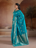 Blue Handloom Weaving Silk Saree With Blouse Piece
