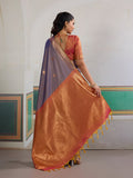 Purple Pure Silk Handloom Weaving Saree With Blouse Piece