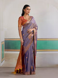 Purple Pure Silk Handloom Weaving Saree With Blouse Piece