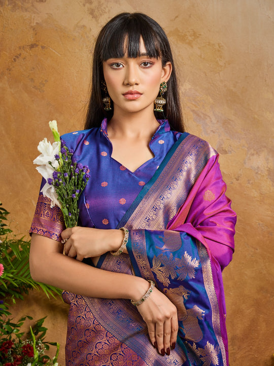 Pink Pure Silk Handloom Weaving Saree With Blouse Piece