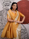 Yellow Handloom Weaving Paper Silk Saree With Blouse Piece