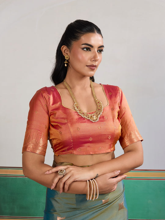 Dark-Green Pure Silk Handloom Weaving Saree With Blouse Piece