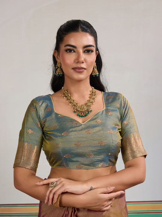 Brown Tussar Silk Handloom Weaving Saree With Blouse Piece